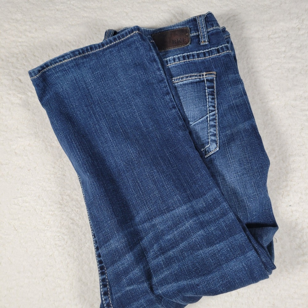 BKE Tyler Straight Leg Jeans Mens 35x29 Blue Medium Wash ABP23044 Stretch Denim
